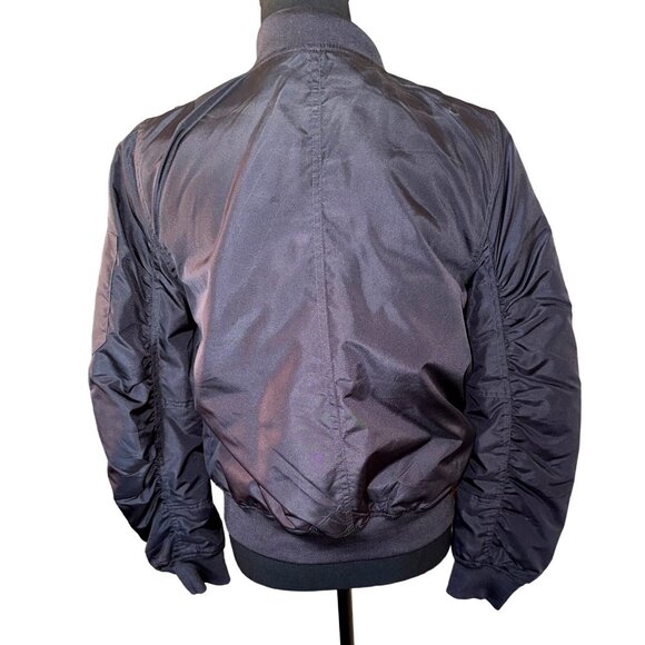 Black Flight Bomber Jacket By Inso Collection L Grunge City Goth Biker Zip Quilt - Picture 2 of 11